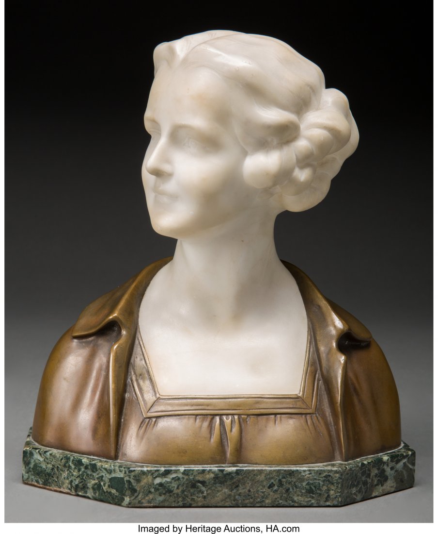 Otto Poertzel (German, 1876-1976) BÃ¼ste einer j: Otto Poertzel (German, 1876-1976) BÃ¼ste einer jungen Frau mit Kleid und Frisur der 1920