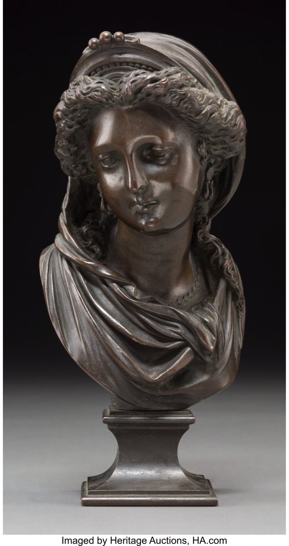 After Albert-Ernest Carrier-Belleuse (French) Un: After Albert-Ernest Carrier-Belleuse (French)Untitled (Bust)Bronze with bla