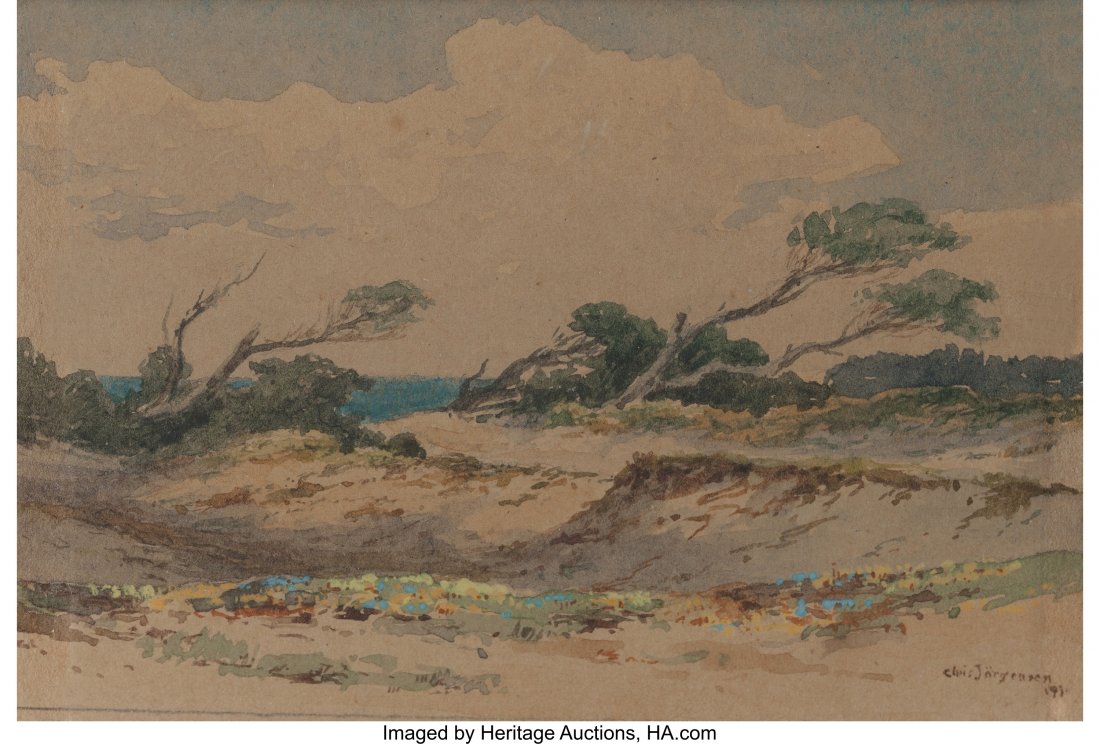 Christian Jorgensen (American, 1860-1935) The Du: Christian Jorgensen (American, 1860-1935)The Dunes, 1893Watercolor on paper