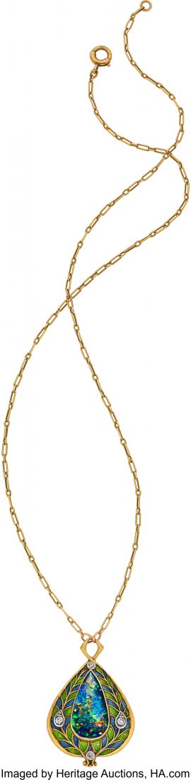 Arts and Crafts Black Opal, Diamond, Enamel, Gol (1 of 3)