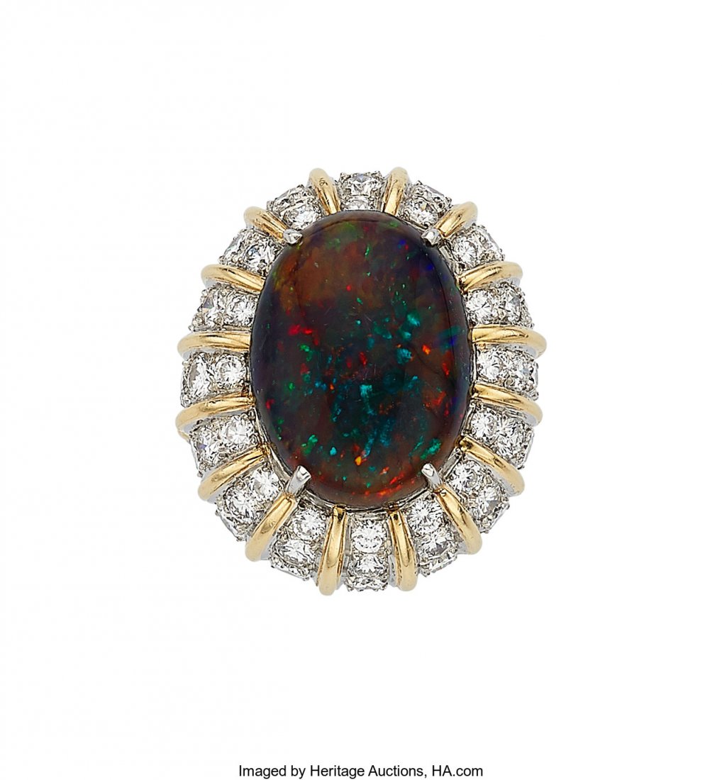 Black Opal, Diamond, Platinum, Gold Ring  The ri (1 of 3)
