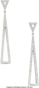 Diamond, White Gold Earrings, Mimi So The earri: Diamond, White Gold Earrings, Mimi So The earrings feature full-cut diamonds weighing a to