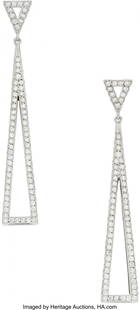 Diamond, White Gold Earrings, Mimi So The earri: Diamond, White Gold Earrings, Mimi So The earrings feature full-cut diamonds weighing a total of approximately 5.25 carats, set in 18k white gold, marked Mimi So. Gross weight 19.40