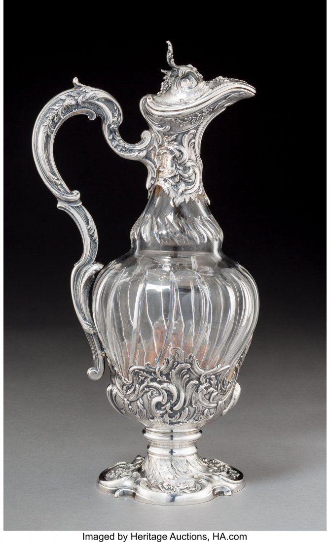 A French Cut-Glass and Silver-Mounted Glass Ewer (1 of 2)