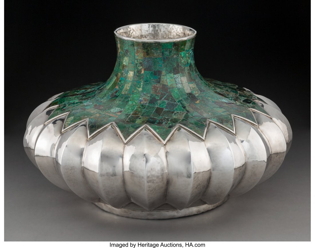 A Large Los Castillo Silver-Plated and Malachite (1 of 3)