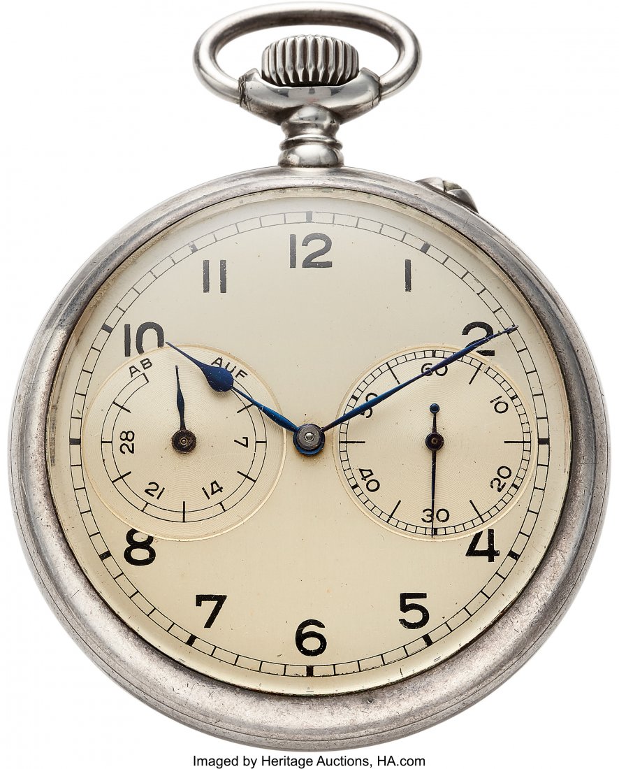 A. Lange & SÃ¶hne Caliber 48 Fine Silver Deck Wa: A. Lange & SÃ¶hne Caliber 48 Fine Silver Deck Watch With Wind Indicator Case: 60 mm, s