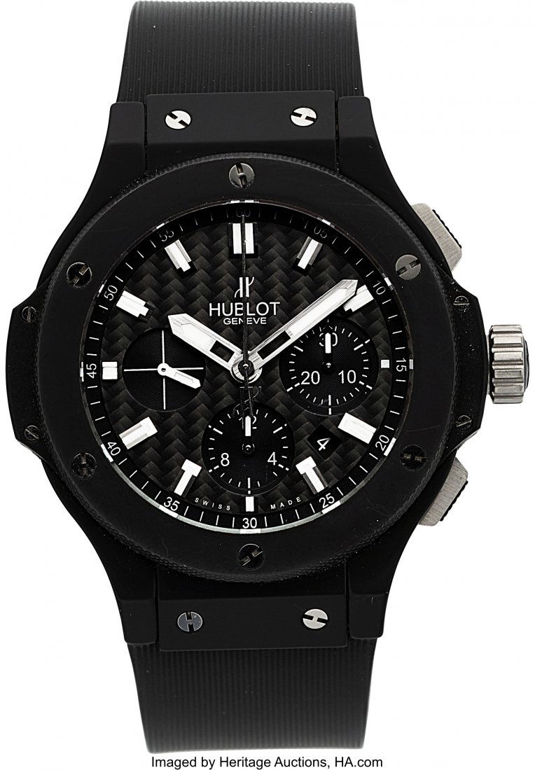 Hublot Big Bang Ceramic Black Magic 44mm 301.CI.: Hublot Big Bang Ceramic Black Magic 44mm 301.CI.1770.RX on Rubber bracelet, with original inner/outer
