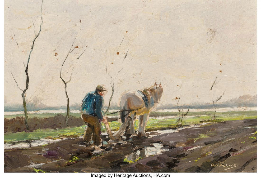 Anthony Thieme (American, 1888-1954) Spring Plow: Anthony Thieme (American, 1888-1954)Spring PlowingOil on canvasboard11-