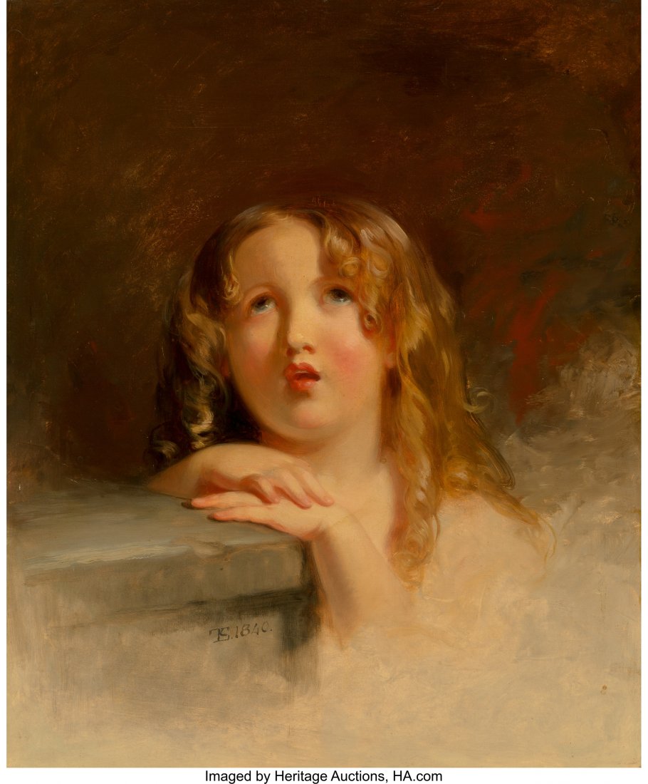 Thomas Sully (American, 1783-1872) Child in Cont: Thomas Sully (American, 1783-1872)Child in Contemplation, 1840Oil on panel<