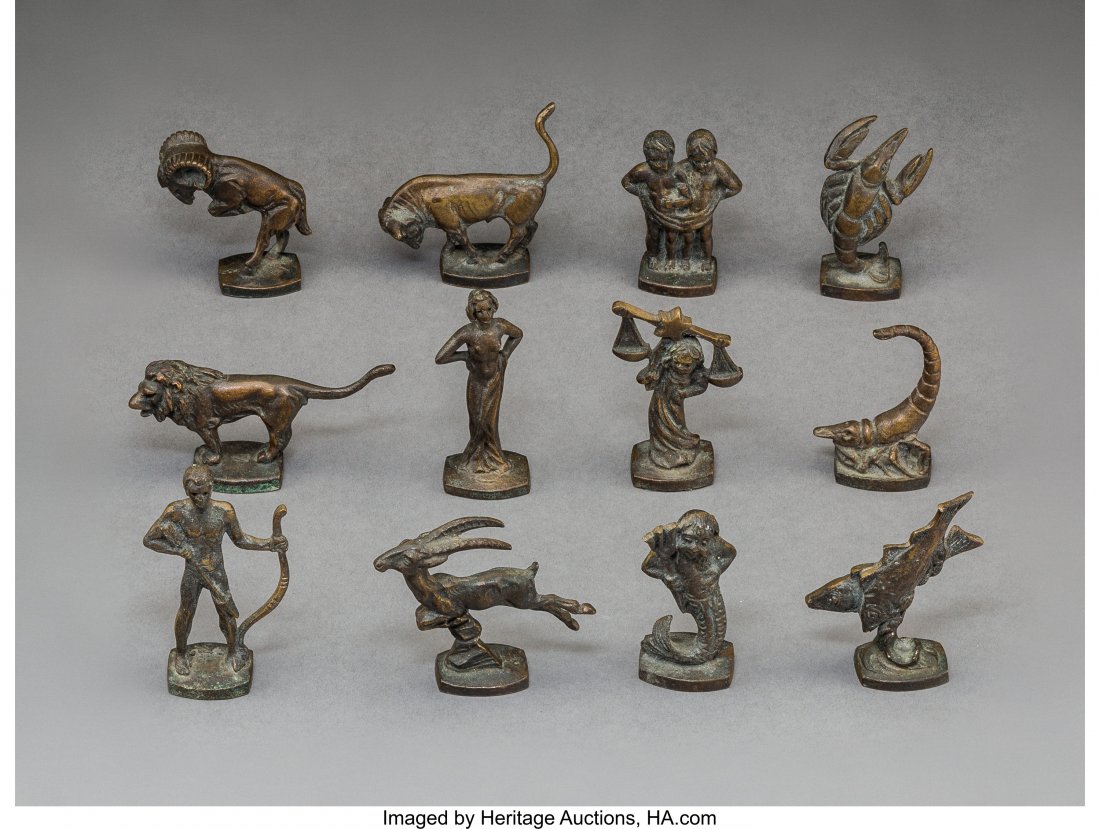 Twelve Berliner Bronze Zodiac Signs 20th Century (1 of 2)