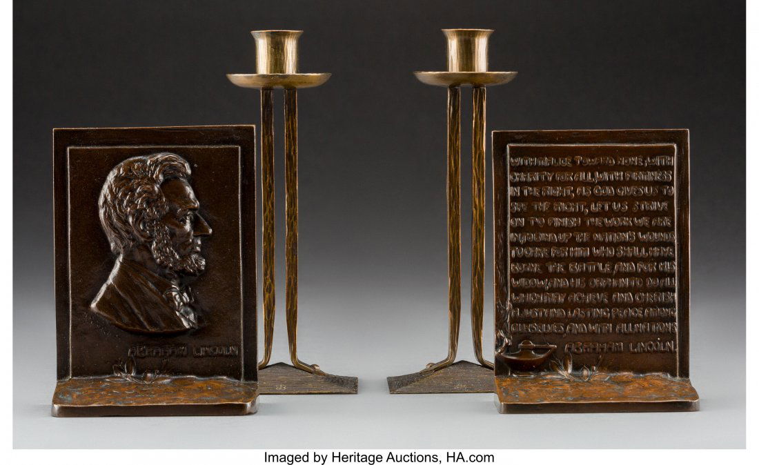 Pair of Roycroft Princess Candlesticks with Bron (1 of 3)