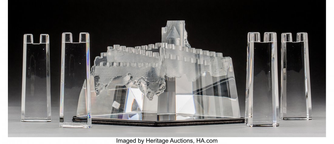 Steuben Clear Glass Castle of Dreams with Four A (1 of 2)