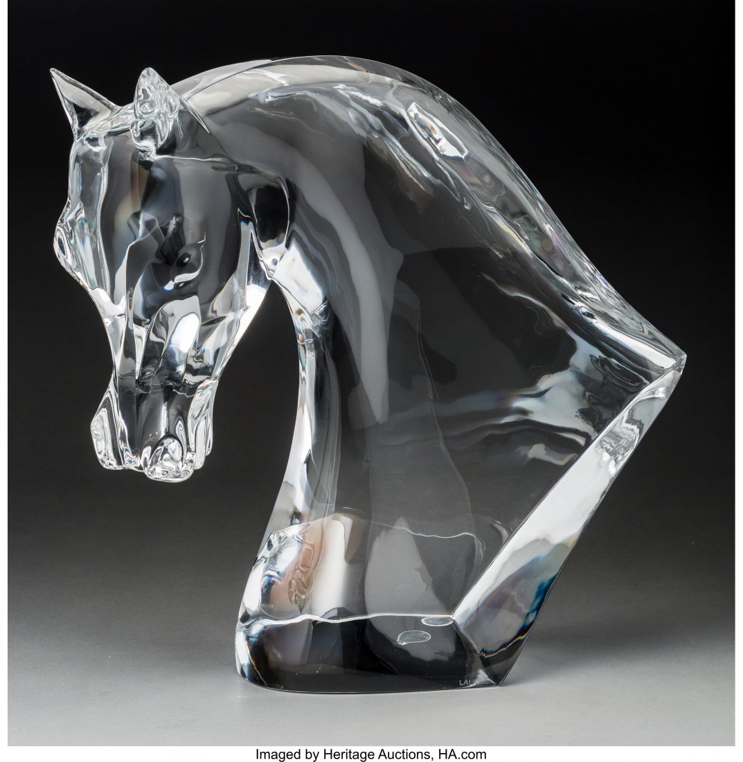 Lalique Clear Glass Tete de Chevel Bust Post-194 (1 of 4)