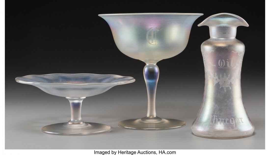 Three Steuben and Hawkes Verre de Soie Glass Ves (1 of 2)