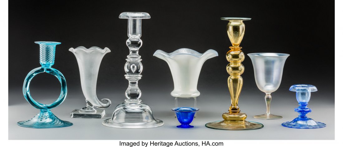 Eight Steuben Glass Tablewares Circa 1920 and la (1 of 3)