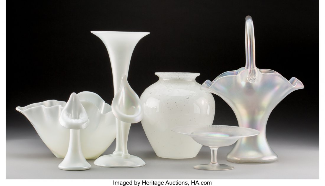 Six Steuben Verre de Soie, Opal, and Cluthra Gla (1 of 3)