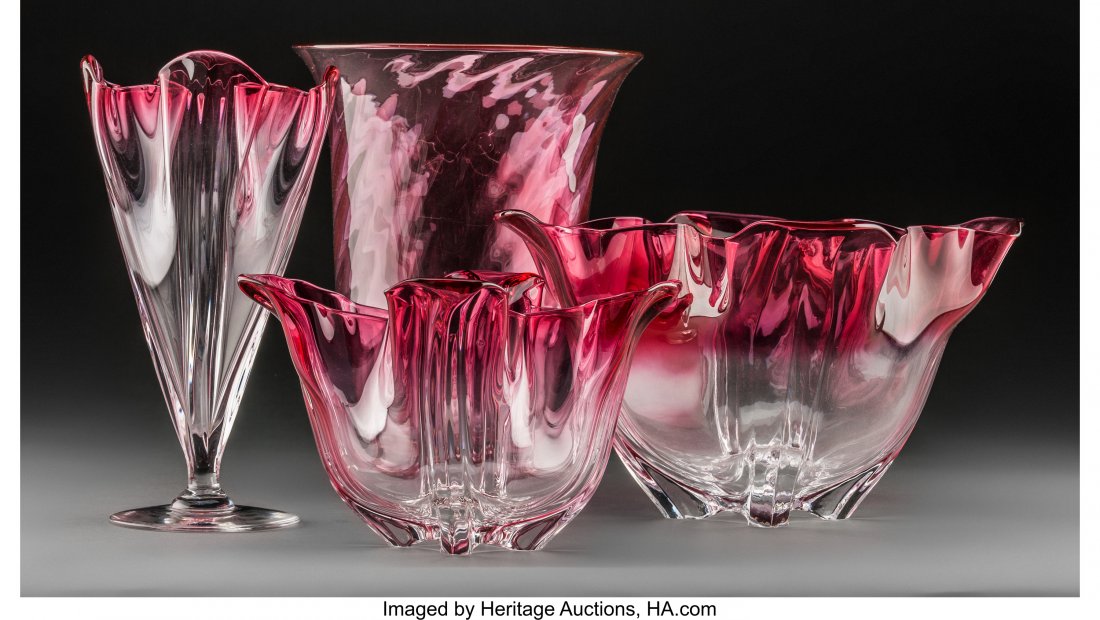 Three Steuben Rosaline-to-Clear Glass Grotesque (1 of 3)