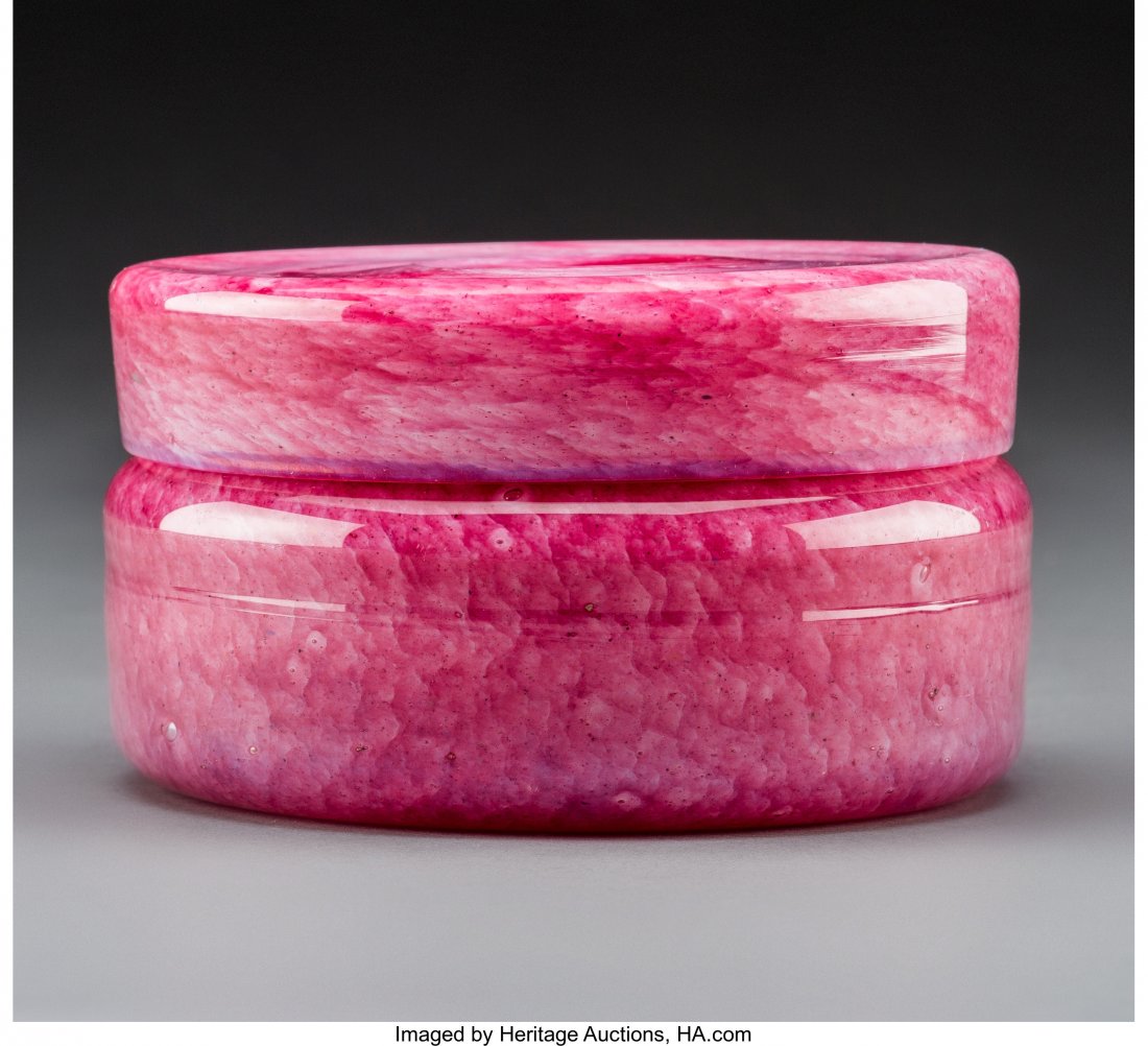 Steuben Rose Cluthra Glass Covered Box Circa 192 (1 of 2)