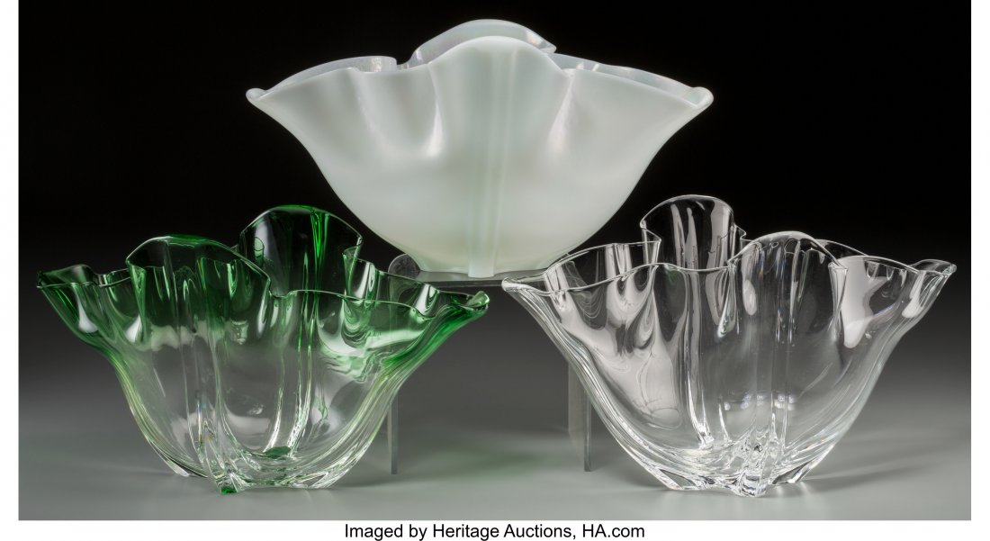 Three Steuben Glass Grotesque Vases Late 20th ce (1 of 3)