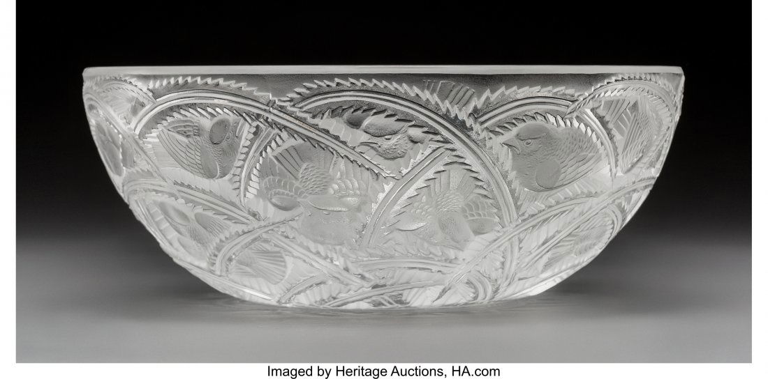 Lalique Clear and Frosted Glass Pinsons Coupe Po (1 of 3)