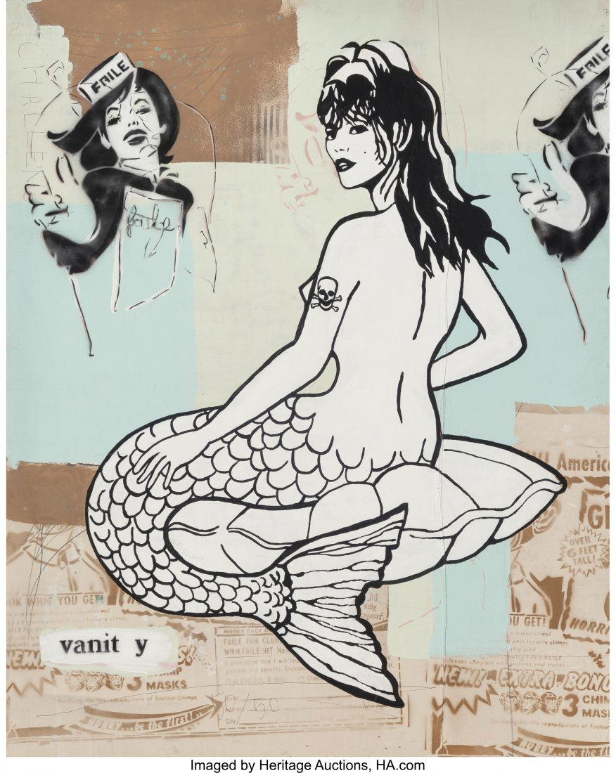 FAILE (20th/21st Century) Mermaid Acrylic, spray: FAILE (20th/21st Century)MermaidAcrylic, spray paint, and pencil on canvas<