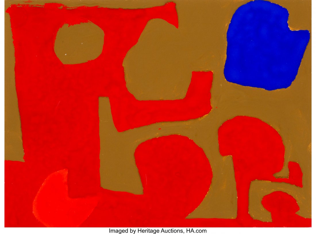 Patrick Heron (1920-1999) Mini with Umber and Cr: Patrick Heron (1920-1999)Mini with Umber and Crimson, 1971Gouache on paper<