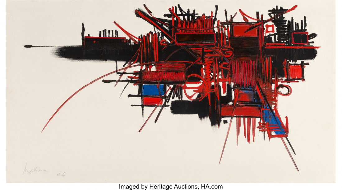 Georges Mathieu (1921-2012) Cardamine, 1964 Oil: Georges Mathieu (1921-2012)Cardamine, 1964Oil on canvas29 x 51 inches (