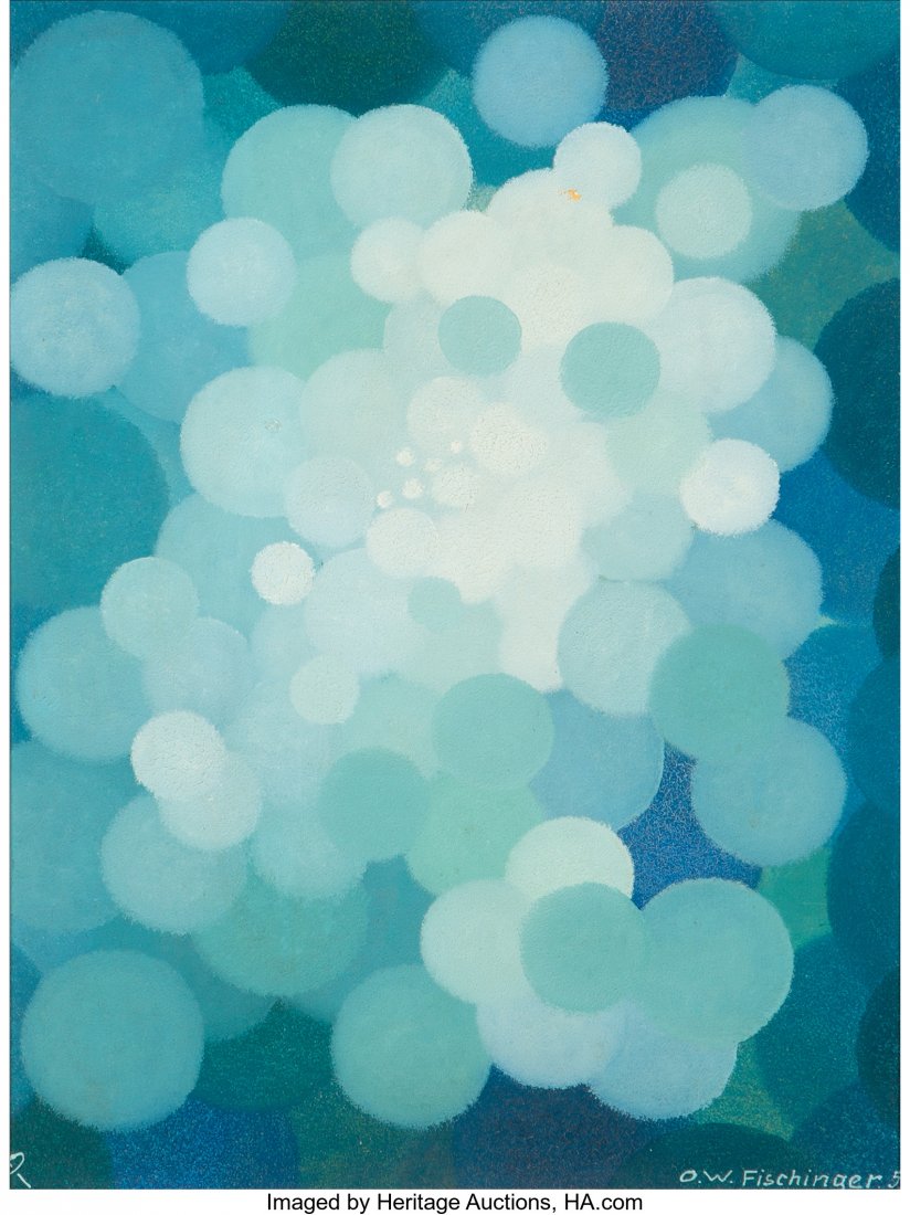 Oskar Fischinger (German, 1900-1967) Blue Cluste: Oskar Fischinger (German, 1900-1967) Blue Cluster, 1956 Oil on Masonite 17