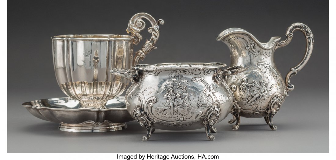 Four French and German Silver Tablewares, late 1: Four French and German Silver Tablewares, late 19th century and later Marks: (various) 5