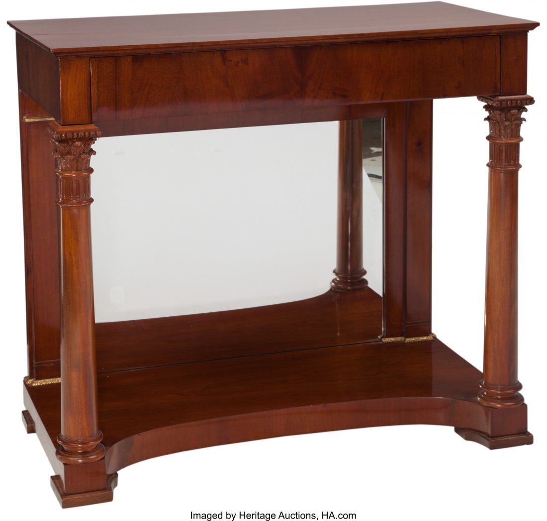 A Neoclassical Biedermeier Pier Table, 19th cent: A Neoclassical Biedermeier Pier Table, 19th century 38-1/4 h x 43-1/2 w x 21-1/2 d inches (