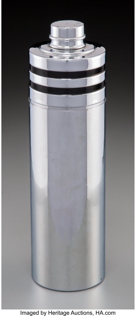 An Evercraft Art Deco Cocktail Shaker Marks: EVE: An Evercraft Art Deco Cocktail Shaker Marks: EVERCRAFT 10-1/2 inches high x 3