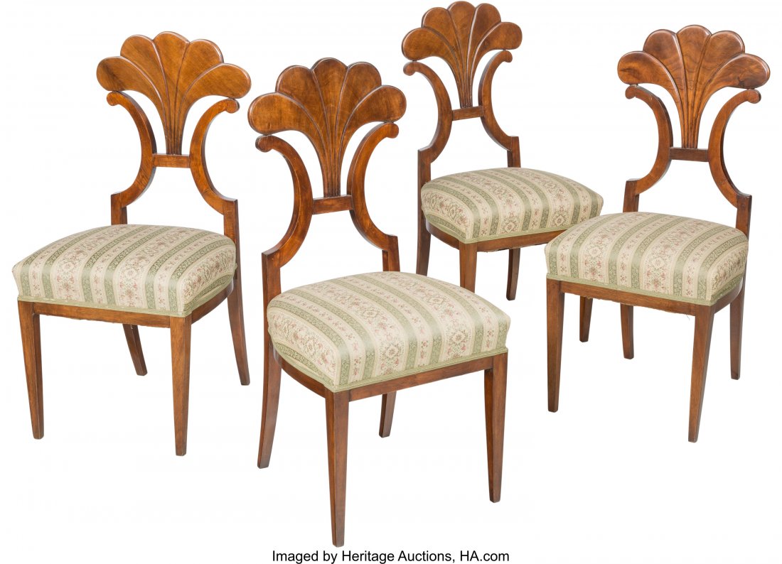 Four South German Biedermeier Fan-Back Side Chai: Four South German Biedermeier Fan-Back Side Chairs, early 19th century 37-1/8 h x 18 w x 18