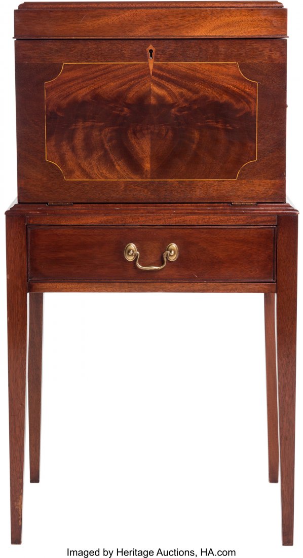 A Henkel Harris Hepplewhite-Style Mahogany Silve: A Henkel Harris Hepplewhite-Style Mahogany Silver Chest on Stand, mid-20th century 40-