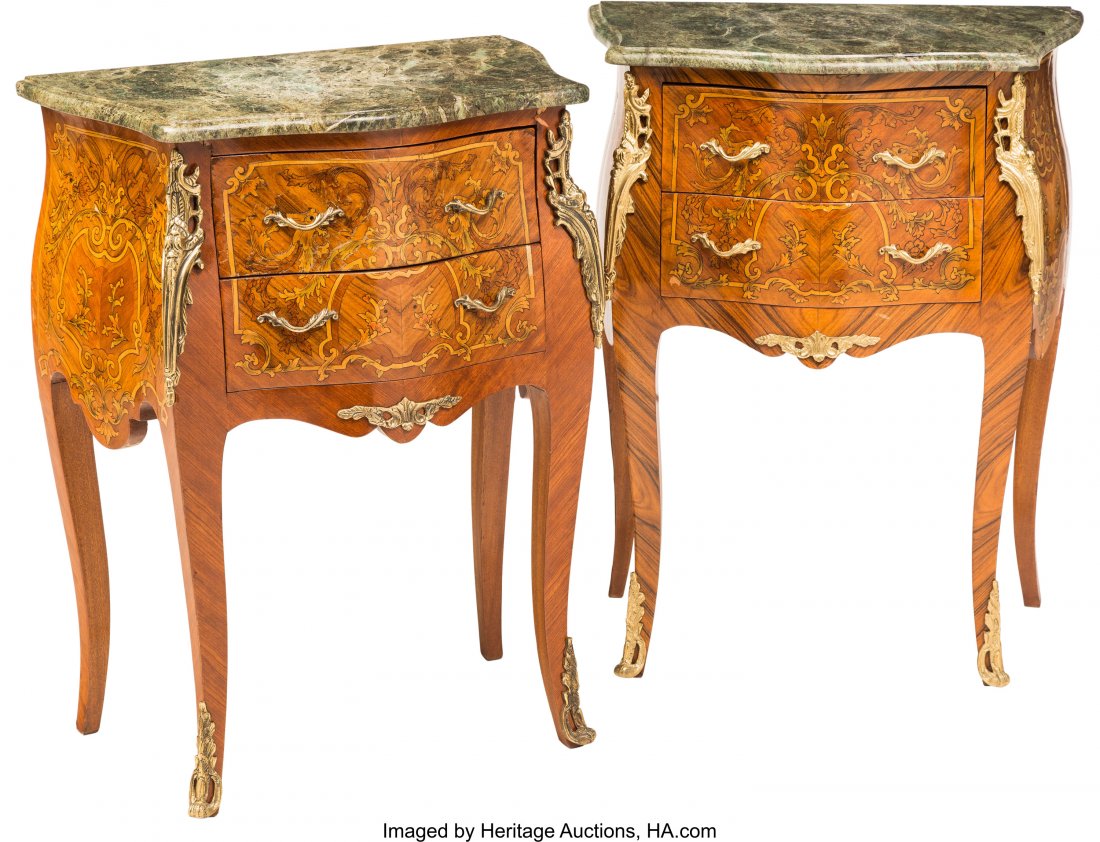 A Pair of Louis XV-Style Diminutive BombÃ©-Form : A Pair of Louis XV-Style Diminutive BombÃ©-Form Commodes, early 20th century 30-1/8 h x 23-