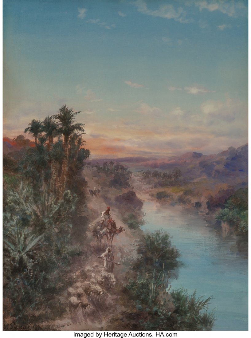 Paul Pascal (French, 1832-1903) Orientalist Scen: Paul Pascal (French, 1832-1903)Orientalist Scene, 1896Watercolor and gouach