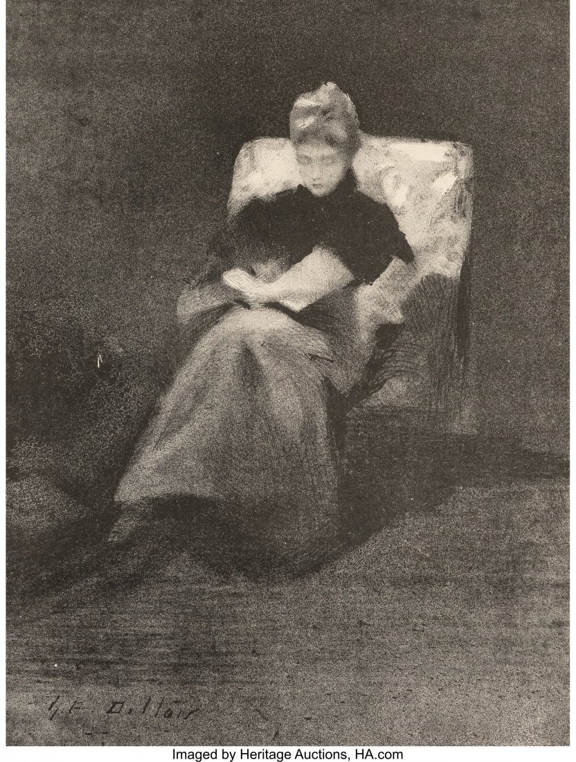 Henri Patrice Dillon (French, 1851-1909) Girl Re: Henri Patrice Dillon (French, 1851-1909) Girl Reading Lithograph on paper