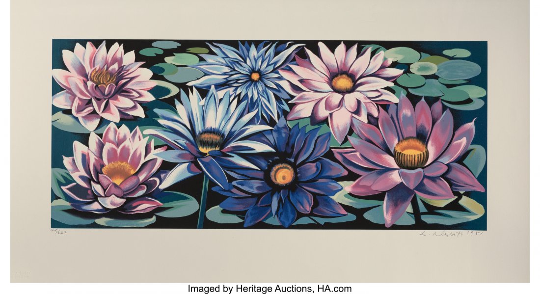 Lowell Nesbitt (American, 1933-1993) Water Lilie: Lowell Nesbitt (American, 1933-1993)Water Lilies, 1981Silkscreen in colors