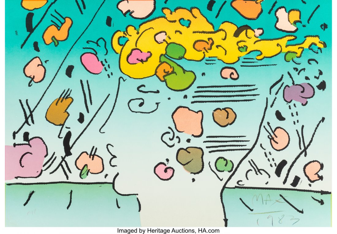 Peter Max (American, b. 1937) Dreamer, circa 198: Peter Max (American, b. 1937)Dreamer, circa 1982Lithograph in colors on Arc