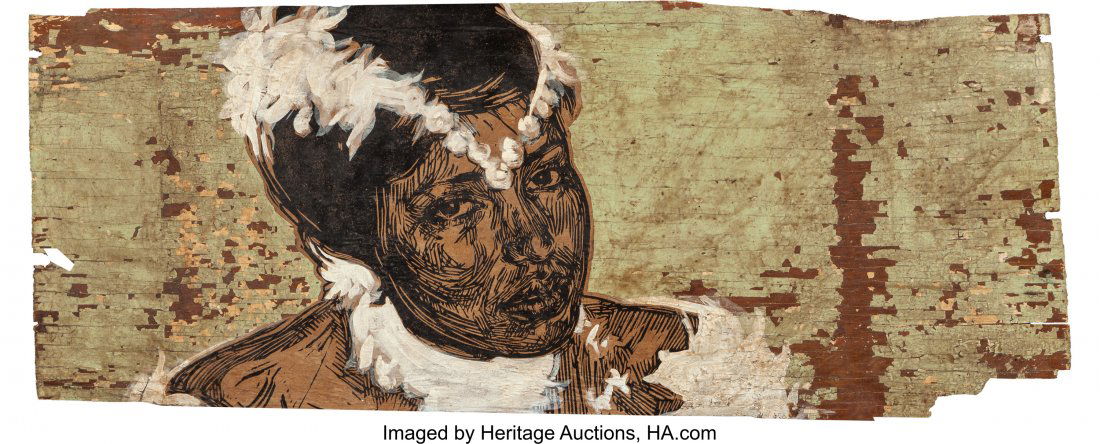 Swoon (American, b. 1978) Portrait of Silvia Ele: Swoon (American, b. 1978)Portrait of Silvia Elena, circa 2008Woodcut print