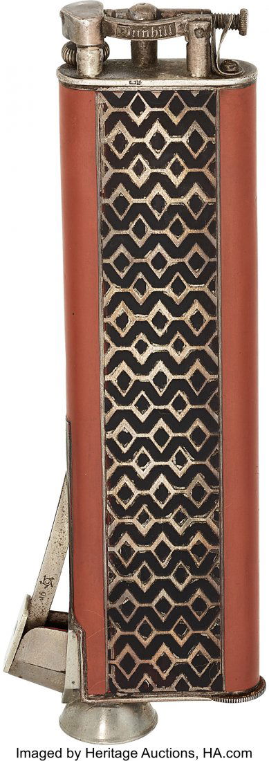 Art Deco Enamel, Silver Lighter, Dunhill  The li (1 of 4)