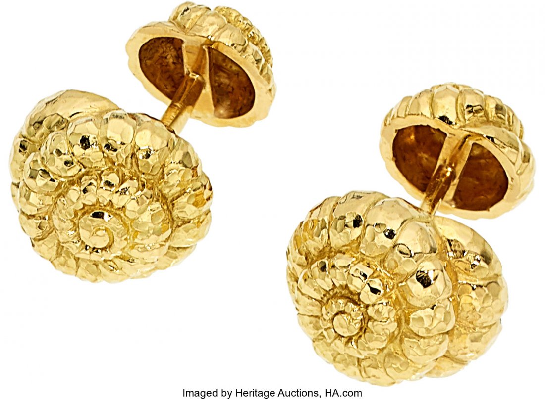 Gold Cuff Links, David Webb  The 18k gold seashe (1 of 2)