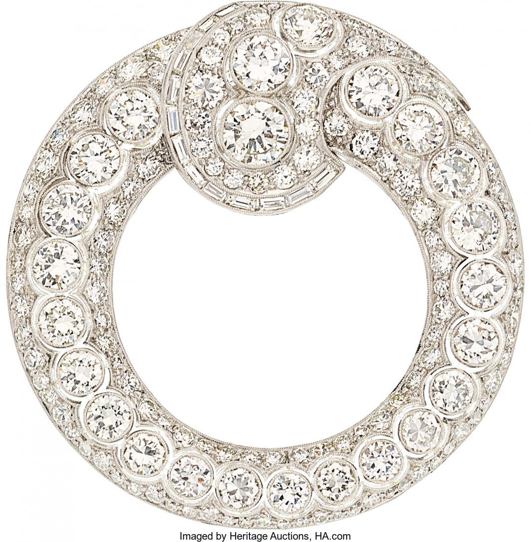Art Deco Diamond, Platinum, White Gold Clip-Broo (1 of 3)