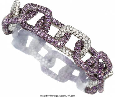 Diamond, Amethyst, Gold Bracelet, Mimi So The b: Diamond, Amethyst, Gold Bracelet, Mimi So The bracelet features full-cut diamonds weighing