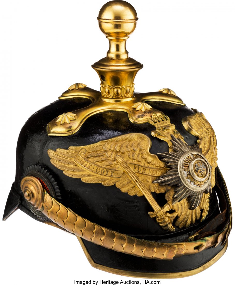 Prussian General of Artillery Spiked Helmet (Kug: Prussian General of Artillery Spiked Helmet (Kugelhelm). A fine helmet measuring approxim