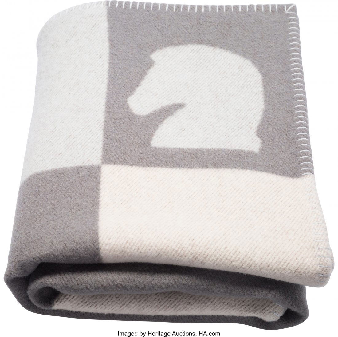 Hermes Ecru & Gris Clair Wool and Cashmere Caval (1 of 2)