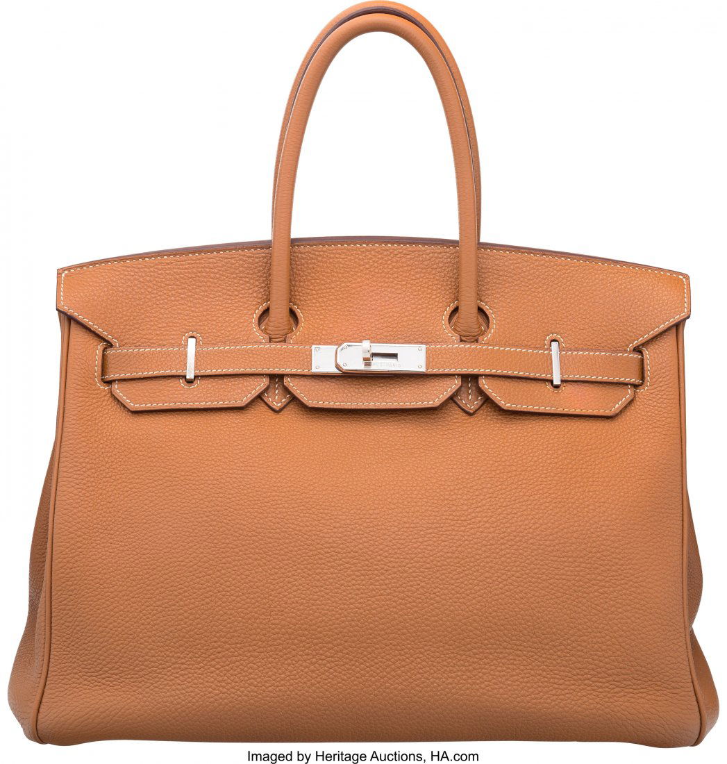 Hermes 35cm Gold Togo Leather Birkin Bag with Pa (1 of 5)