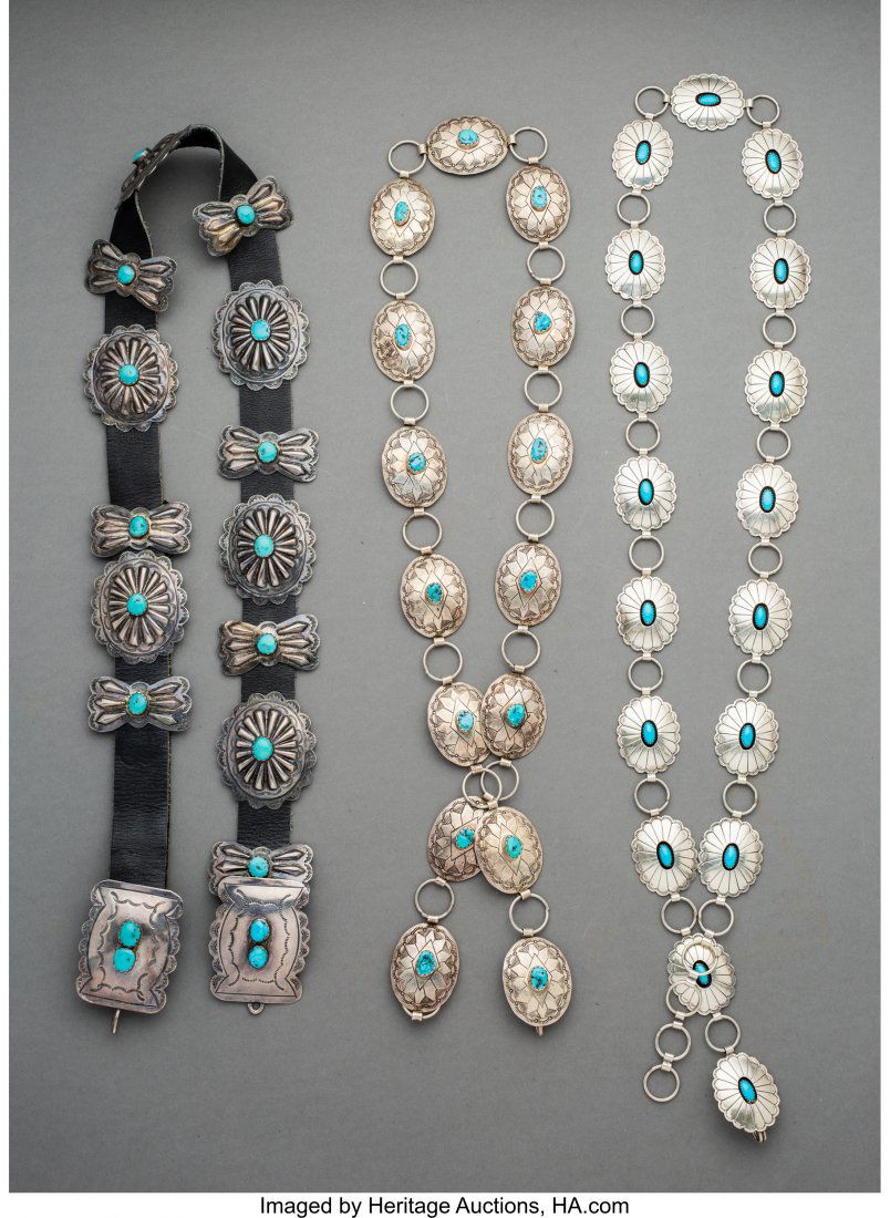 Three Southwest Silver and Turquoise Belts   inc (1 of 1)
