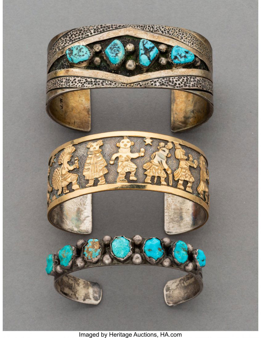 Three Southwest Silver Bracelets  Widths:  rangi (1 of 1)