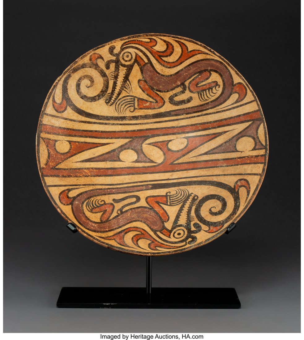A Large Cocle Polychrome Plate c. 600 - 900 AD (1 of 3)
