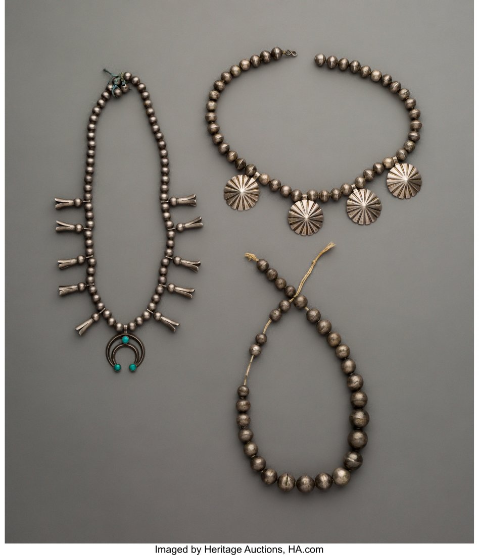 Three Navajo Silver Necklaces  Lengths:  ranging (1 of 1)